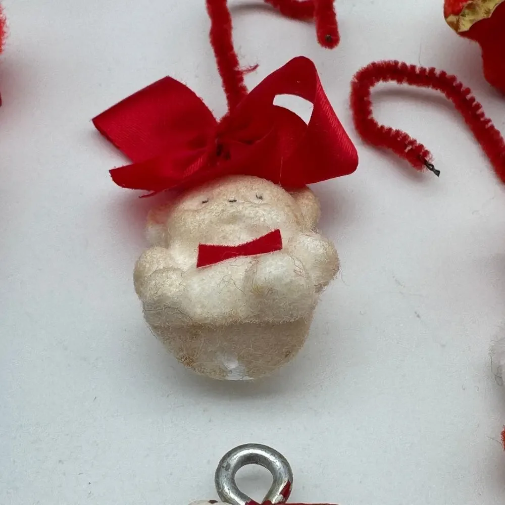 Vintage Christmas Ornaments Santa Skiing Snowman Victorian Girls Pipe Cleaner
